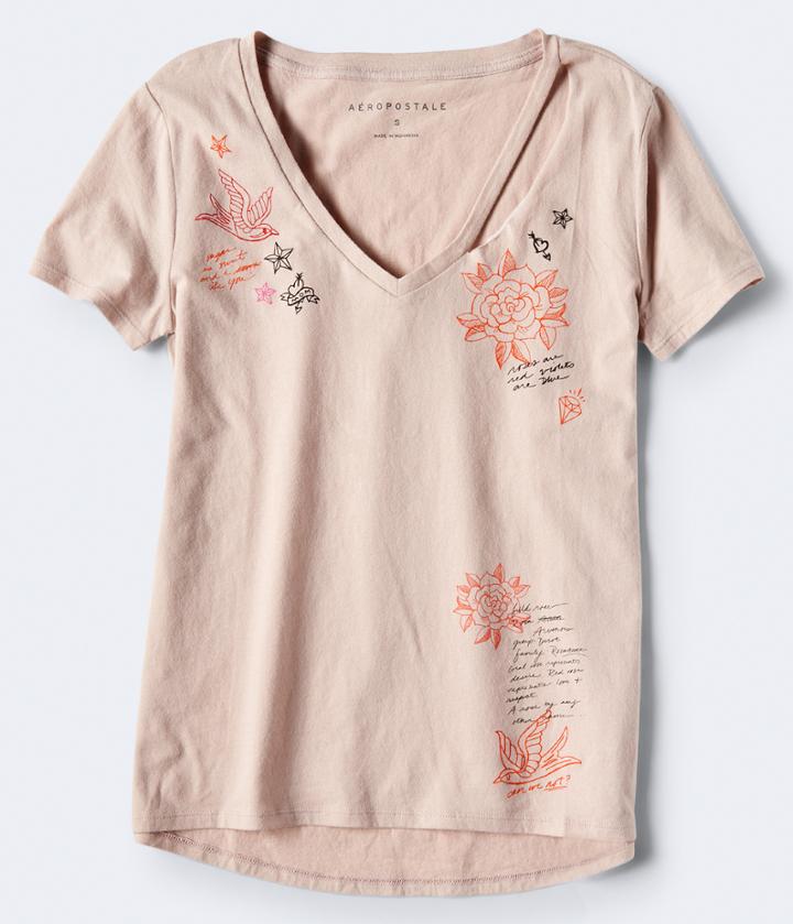 Aeropostale Aeropostale Slash V-neck Graphic Tee - Light Ping, Small