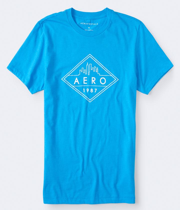 Aeropostale Aeropostale Diamond Skyline 1987 Graphic Tee - Blue, Small