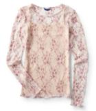 Aeropostale Aeropostale Long Sleeve Embroidered Mesh Top - Floral White, Xsmall