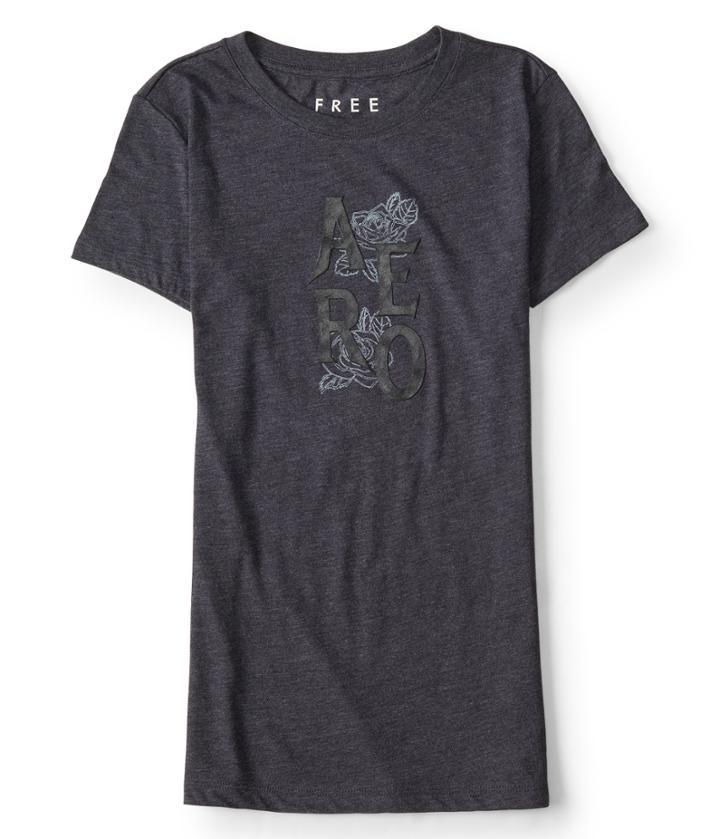 Aeropostale Aeropostale Free State Aero Rose Stencil Graphic Tee - Charcoal Heather Grey, Xsmall