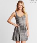 Aeropostale Prince & Fox Striped Lace Up Fit & Flare Dress