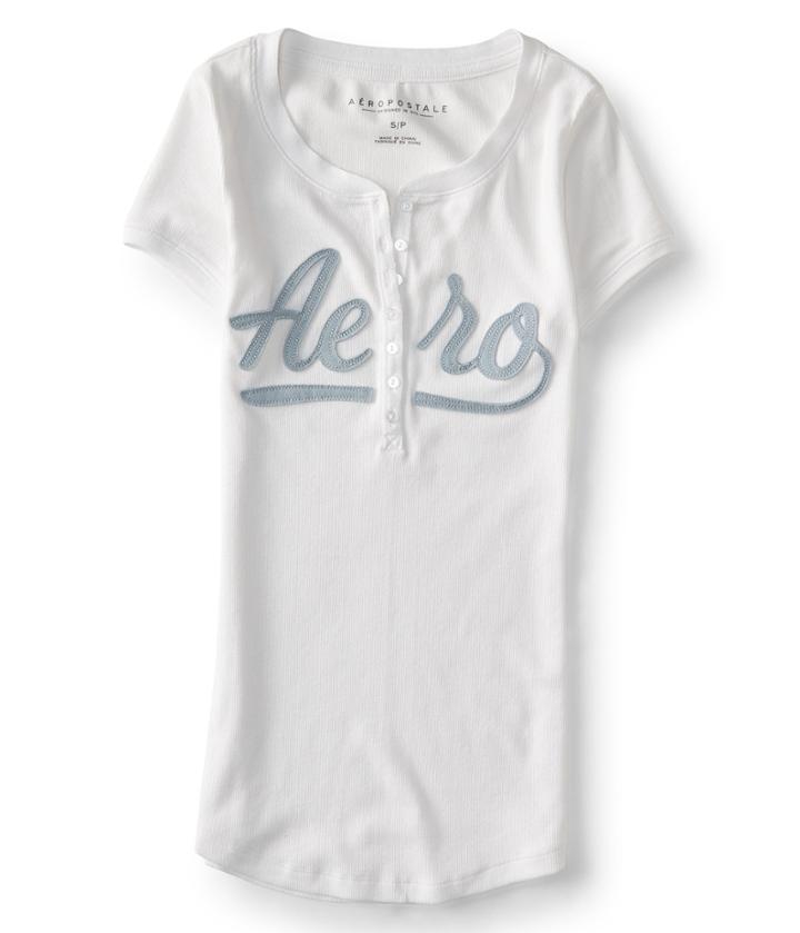 Aeropostale Aeropostale Aero Logo Ribbed Henley - Bleach, Xxlarge