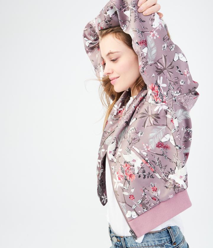 Aeropostale Aeropostale Floral Satin Bomber Jacket - Pink, Xsmall