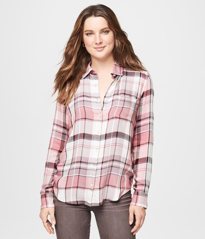 Aeropostale Aeropostale Long Sleeve Plaid Woven Shirt - Juicy Pink, Xsmall