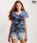 Aeropostale Tokyo Darling Camo Clouds V-neck Graphic T