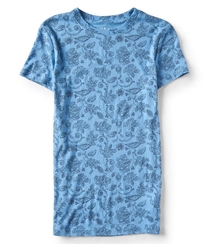 Aeropostale Aeropostale Vine Print Slim Crew Top - Grey Blue, Xsmall