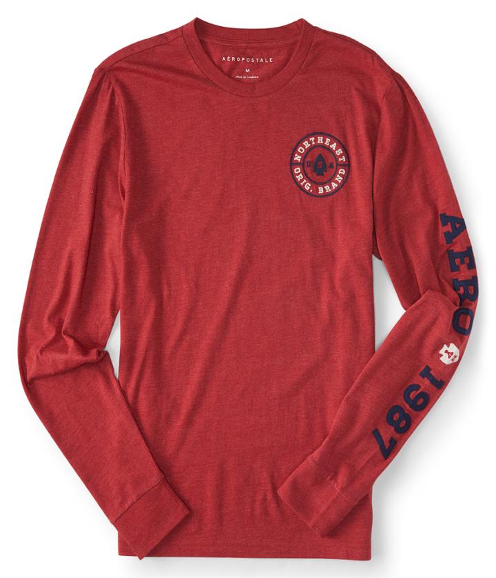 Aeropostale Aeropostale Long Sleeve Northeast Arrow Graphic Tee - Beaux Burgundy, Xsmall