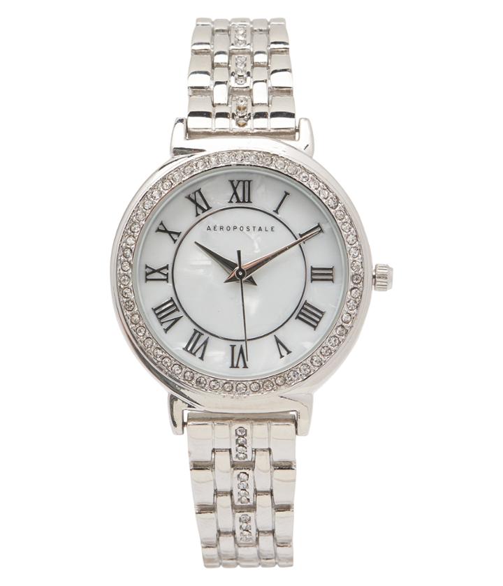 Aeropostale Aeropostale Metal Rhinestone Analog Watch - Silver