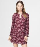 Aeropostale Aeropostale Floral Keyhole Peasant Shift Dress - Bold Burgundy, Xsmall