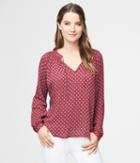 Aeropostale Aeropostale Long Sleeve Ornate Tie-front V-neck Top - Red Dare, Xsmall