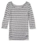 Aeropostale 3/4 Sleeve Sheer Striped Boat-neck Tee