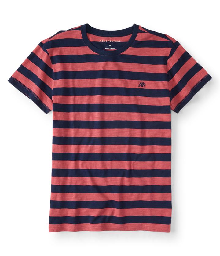 Aeropostale Aeropostale A87 Bar Stripe Tee - Magenta, Xsmall
