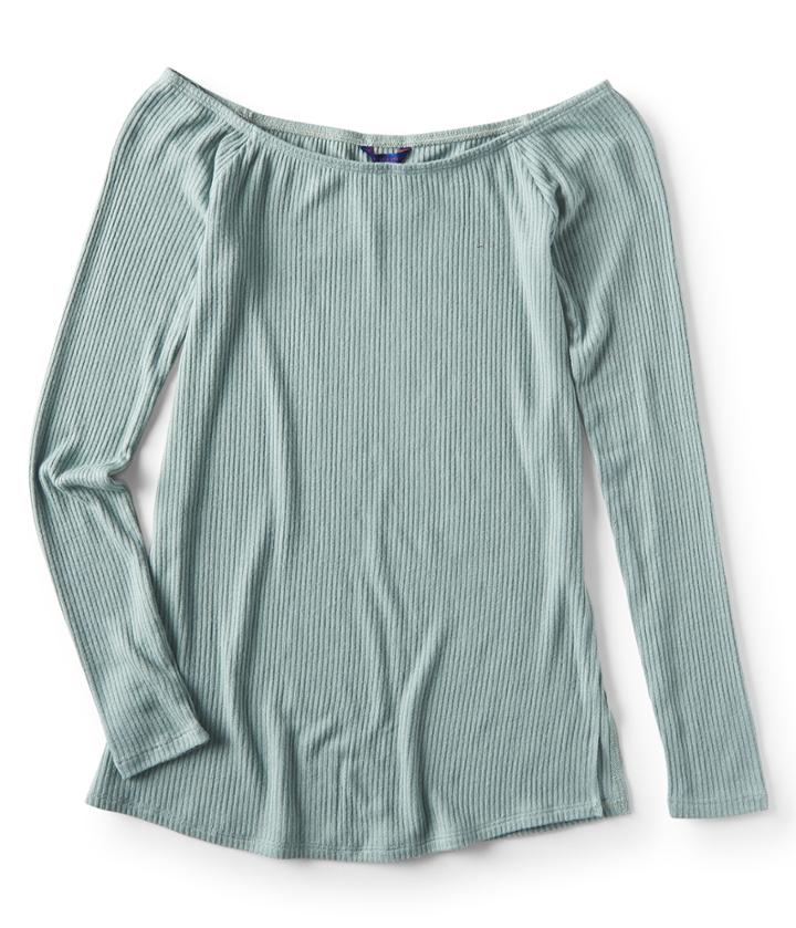 Aeropostale Aeropostale Long Sleeve Seriously Soft Off-the-shoulder Top - Campanula, Xsmall