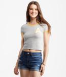 Aeropostale Varsity A Ringer Crop Baby Tee