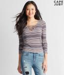 Aeropostale Cape Juby Striped Lace Up Bodycon Top