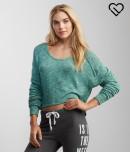 Aeropostale Lld Long Sleeve Split-back Hi-lo Top