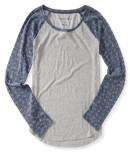 Aeropostale Long Sleeve Floral Raglan Tee