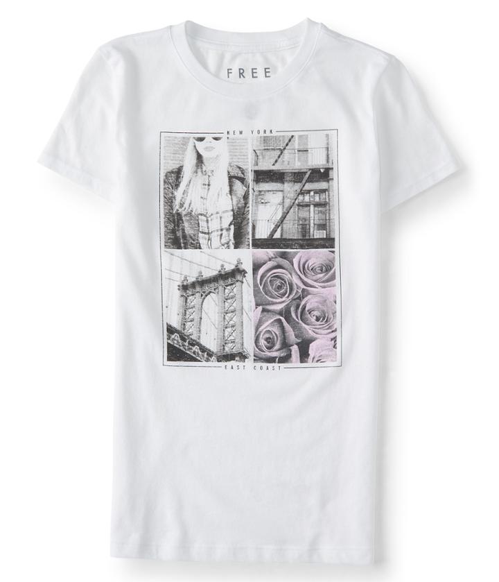 Aeropostale Aeropostale Free State Girl In The City Graphic Tee - Bleach, Xsmall