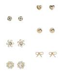 Aeropostale Floral Rhinestone Stud Earring 6-pack