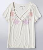 Aeropostale Aeropostale Seriously Soft Floral Crisscross Girl Tee - Floral White, Xsmall