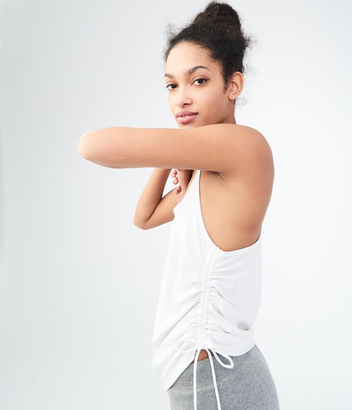 Aeropostale Aeropostale Lld Solid Ruched Racerback Tank - Bleach, Xsmall