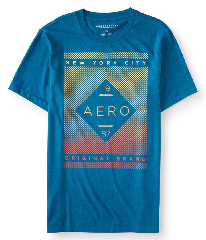 Aeropostale Aeropostale 19 Aero 87 Linear Logo Graphic Tee - Darkest Teal, Small
