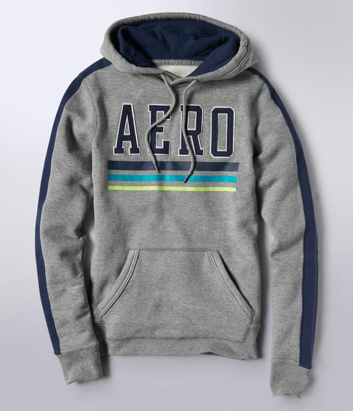 Aeropostale Aeropostale Aero Stripe Pullover Hoodie - Medium Grey, Xsmall