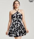 Aeropostale Hibiscus Fit & Flare Halter Dress