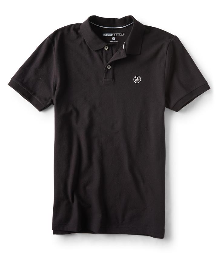 Aeropostale Aeropostale A87 Ny Solid Stretch Piqu Polo - Black, Xsmall