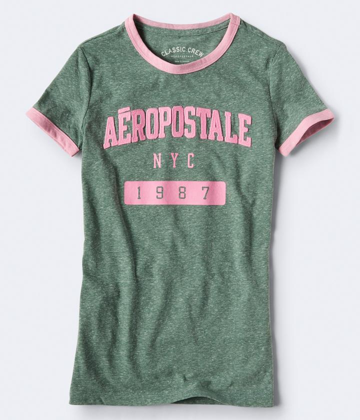 Aeropostale Aeropostale 1987 Ringer Graphic Tee - Olive, Small
