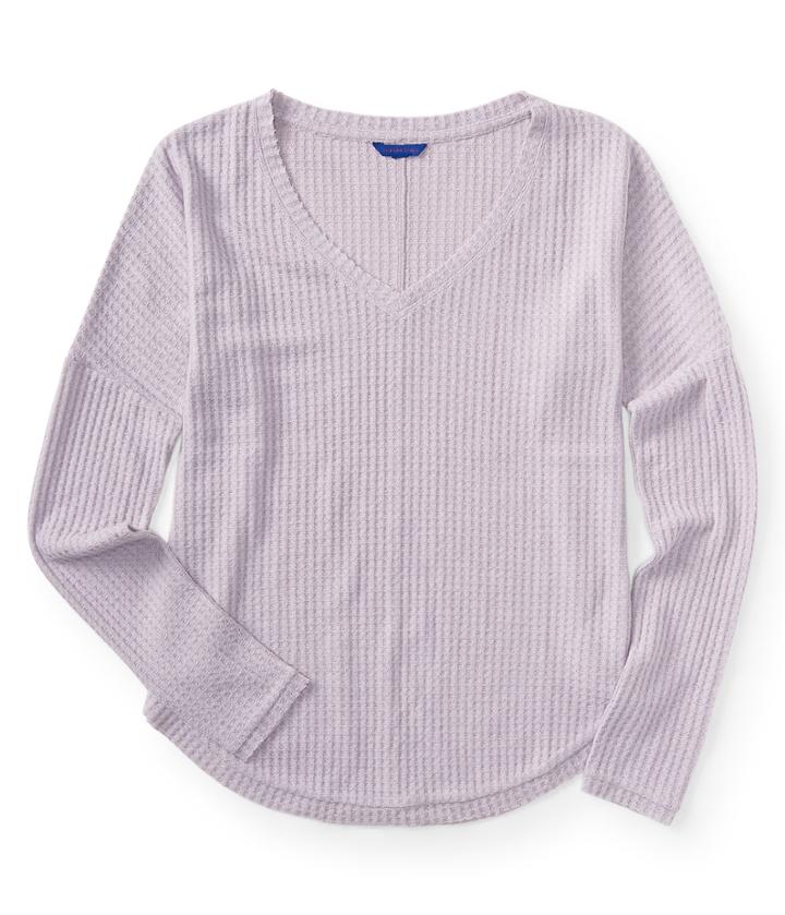 Aeropostale Aeropostale Long Sleeve Waffle V-neck Tee - Mauve Lace, Xsmall