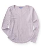 Aeropostale Aeropostale Long Sleeve Waffle V-neck Tee - Mauve Lace, Xsmall