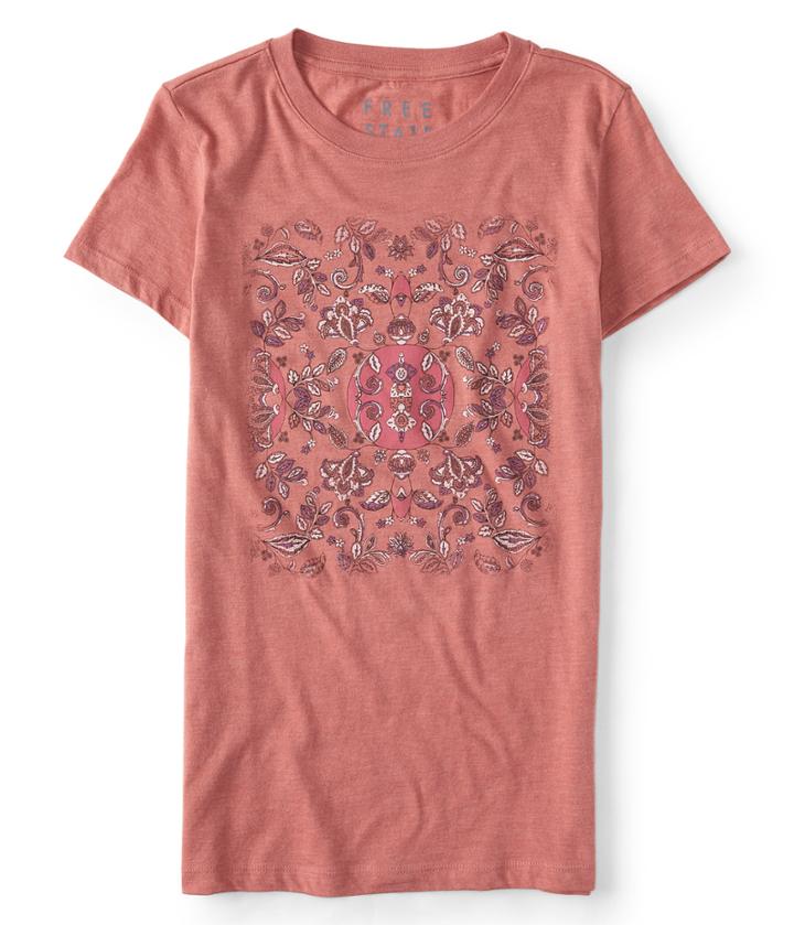 Aeropostale Aeropostale Free State Floral Mosaic Graphic Tee - Light Red, Xsmall