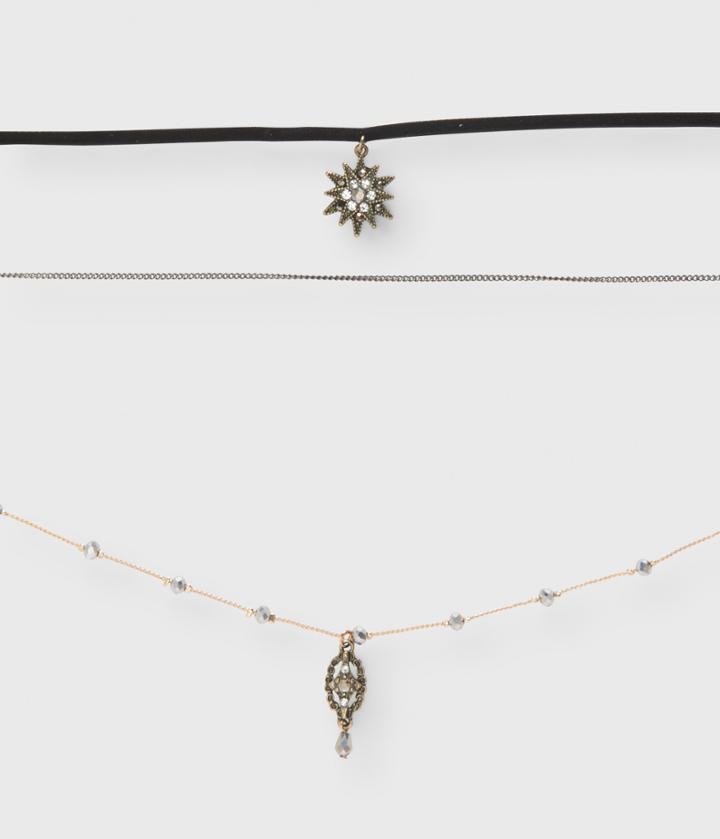 Aeropostale Aeropostale Star Choker Short-strand Necklace 2-pack - Black
