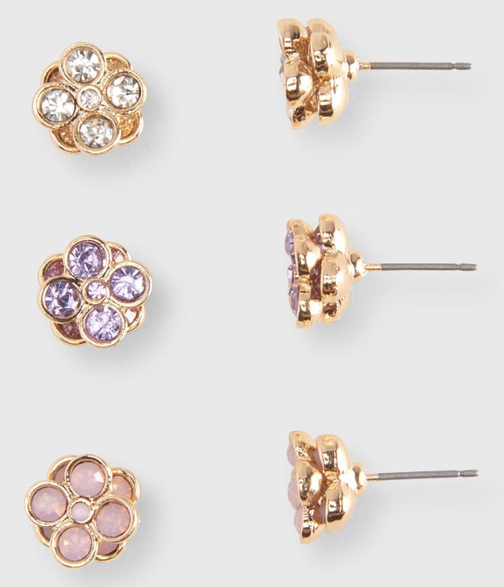 Aeropostale Aeropostale Colorful Flower Stud Earring 3-pack - Gold