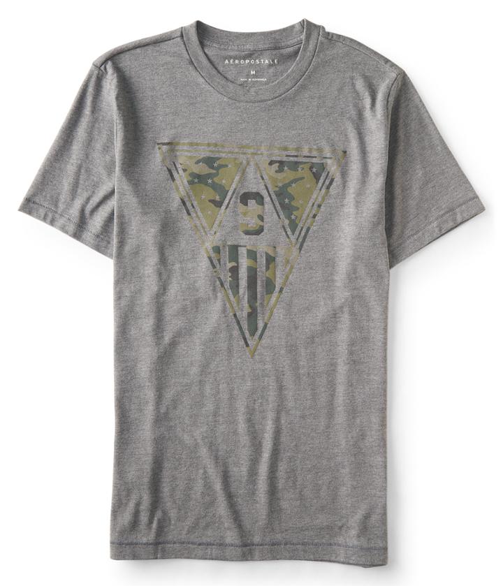 Aeropostale Aeropostale Camo 9 Flag Graphic Tee - Grey Ripple, Small