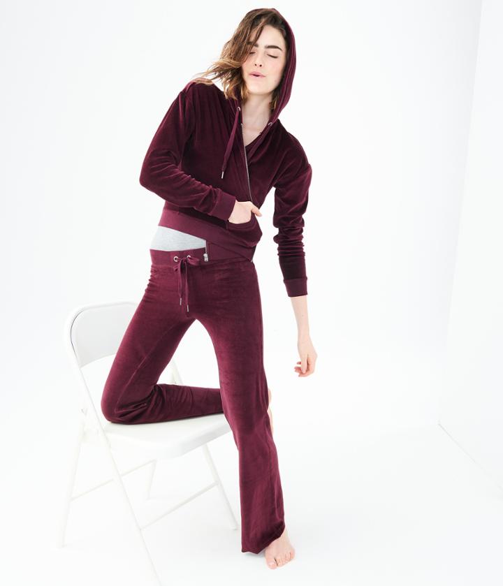 Aeropostale Aeropostale Velour Fit & Flare Sweatpants - Bold Burgundy, Large