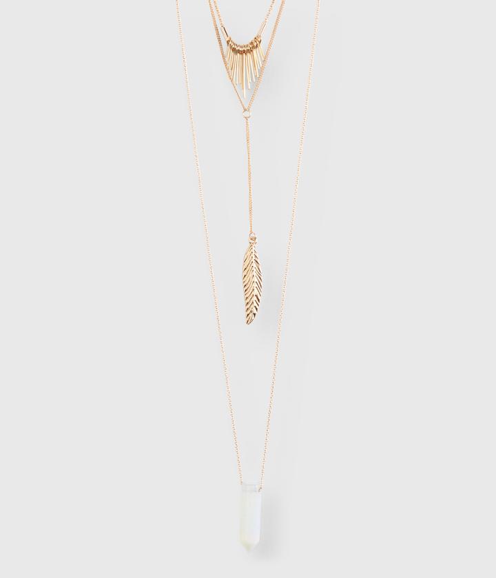 Aeropostale Aeropostale Leaf Layered Short-strand Necklace - Gold