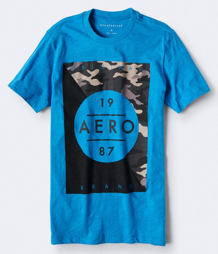 Aeropostale Aeropostale Camo Aero 1987 Graphic Tee - Malibu Blue, Xsmall