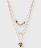 Aeropostale Aeropostale Heart Locket Short-strand Necklace 3-pack - Gold