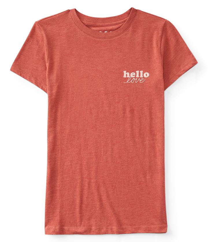 Aeropostale Aeropostale Free State Hello Love Graphic Tee - Dark Coral, Xsmall