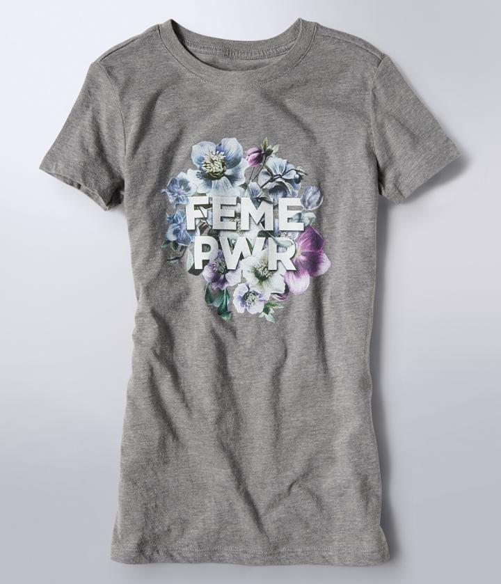 Aeropostale Aeropostale Free State Femme Floral Graphic Tee - Medium Grey, Xsmall