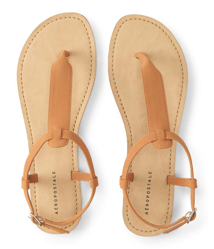 Aeropostale Aeropostale Faux Suede T-strap Sandal - Brown, 6