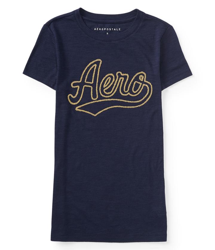 Aeropostale Aeropostale Beaded Aero Graphic Tee - Classic Navy, Xsmall