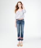Aeropostale Aeropostale Long Sleeve Stripe Buttoned Off-the-shoulder Crop Top - Floral White, Xsmall
