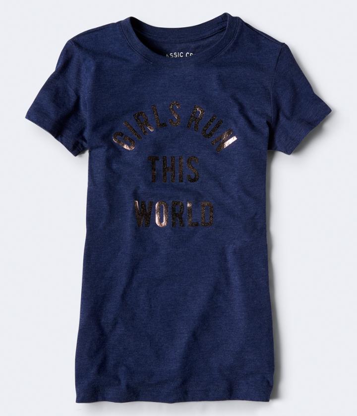 Aeropostale Aeropostale Girls Run This World Graphic Tee - Eclipse, Xsmall