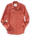 Aeropostale Long Sleeve Solid Woven Shirt
