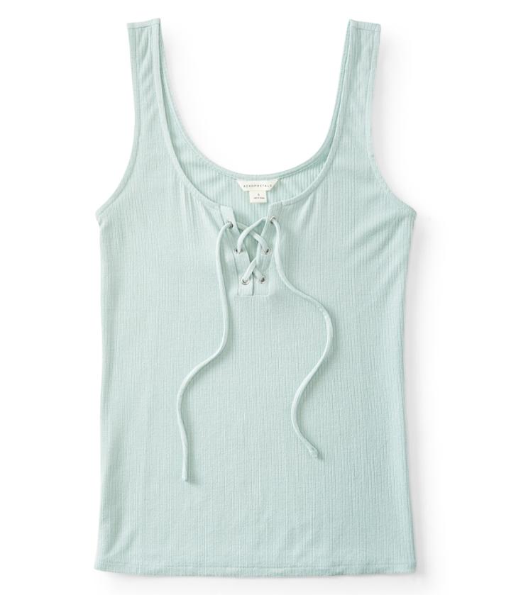 Aeropostale Aeropostale Ribbed Tie-front Tank - Light Blue, Xsmall