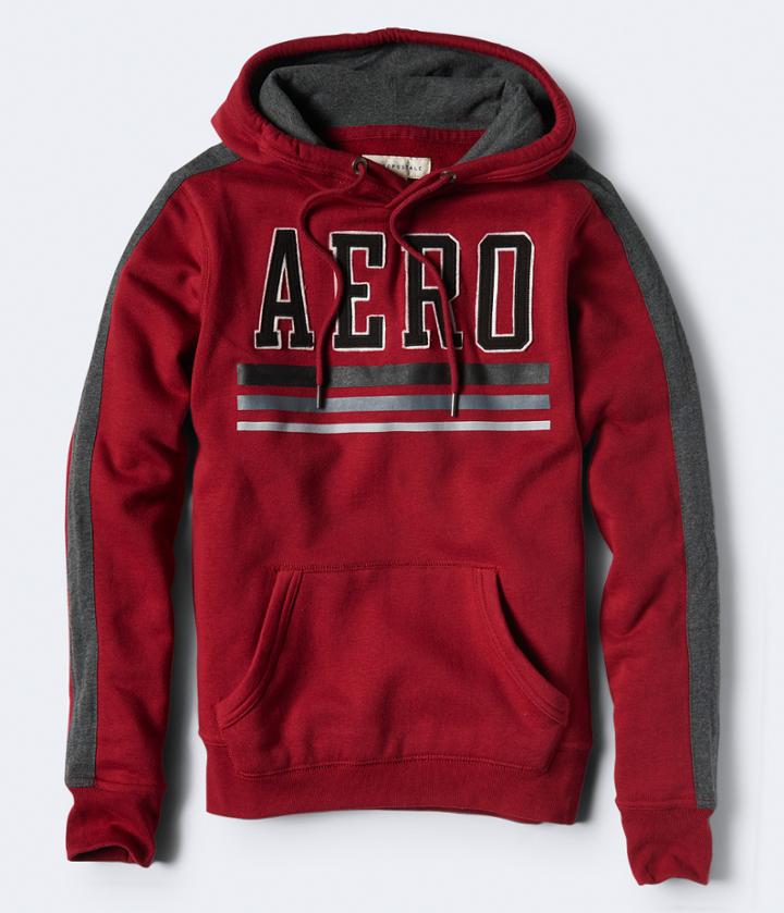 Aeropostale Aeropostale Aero Stripe Pullover Hoodie - Dark Red, Medium