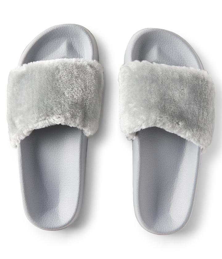 Aeropostale Aeropostale Faux Fur Slide Sandal - Dark Teal, 6